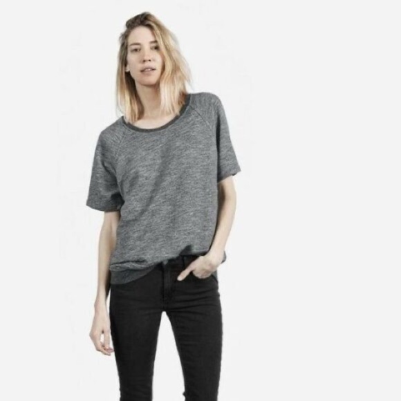 Everlane Grey Short Sleeve Crewneck Sweater - Picture 1 of 8